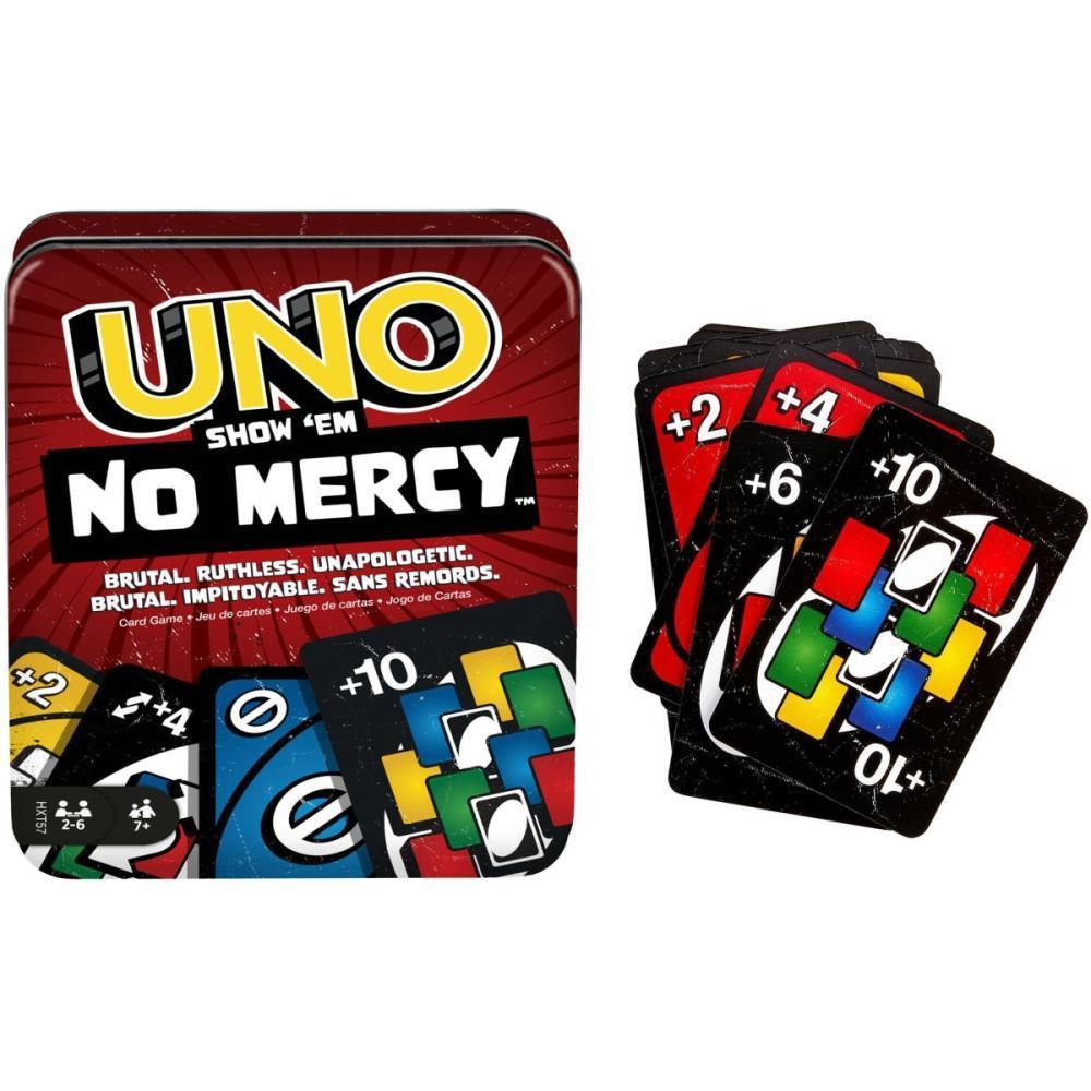 JOGO DE CARTAS UNO - SHOW 'EM NO MERCY - VERSÃO LATA DE METAL - ORIGINAL