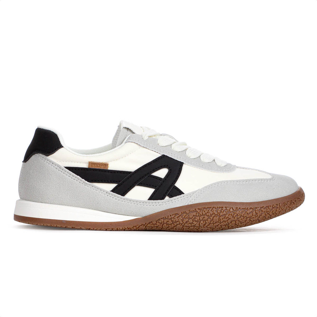 Tênis Anacapri Casual Retro Off White e Cinza - Feminino em Oferta na Shopee