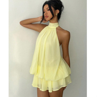 mini Vestido De chiffon Com Cintura Pendurada No Pescoço 2025 em Oferta na Shopee