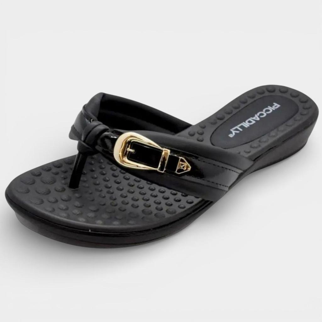 Chinelo Anabela Piccadilly Fivela Feminino - Preto em Oferta na Shopee