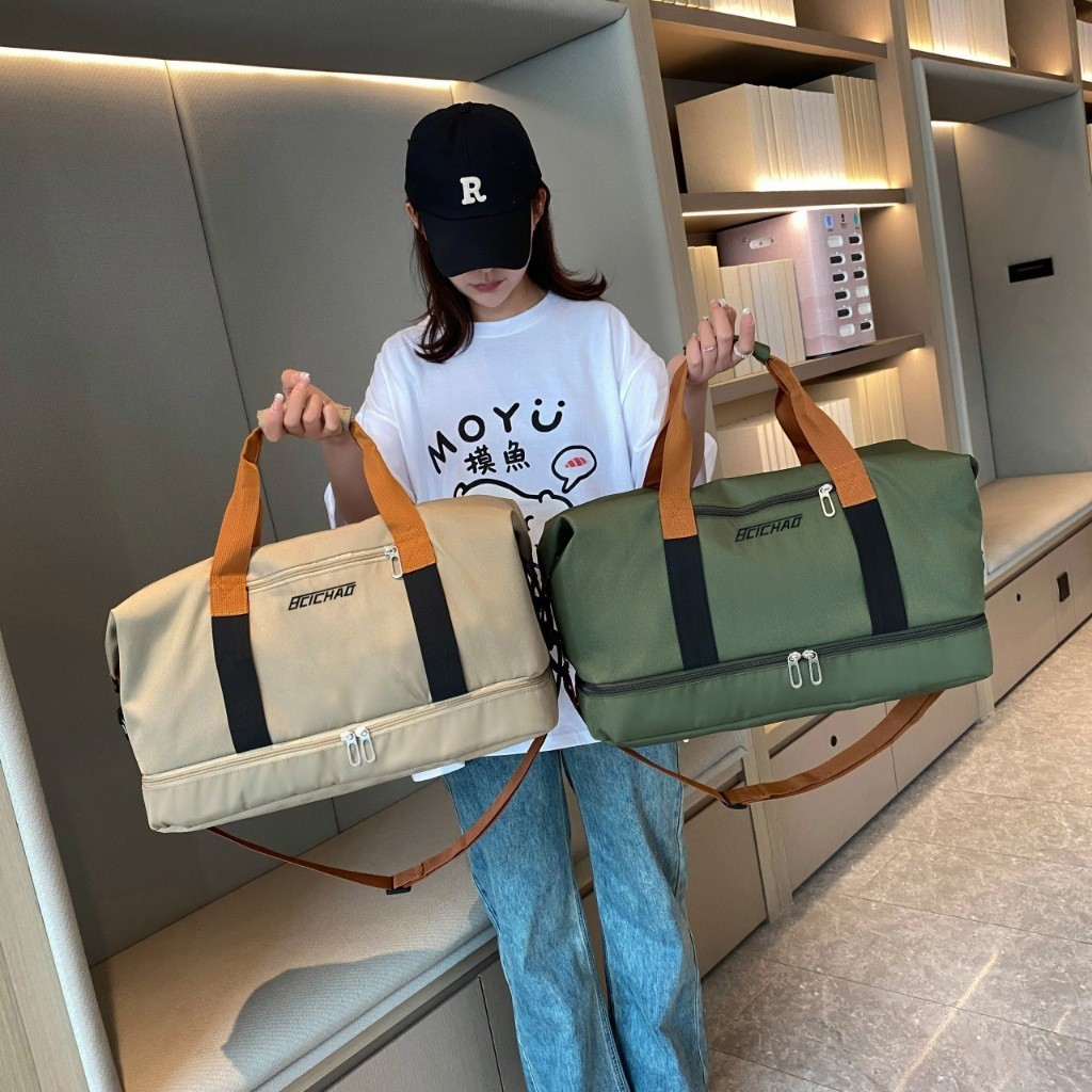 Bolsa De Viagem Impermeável De Grande Capacidade De Camada Dupla Leve E Com Zíper De Duffel De Ioga Ao Ar Livre Academia