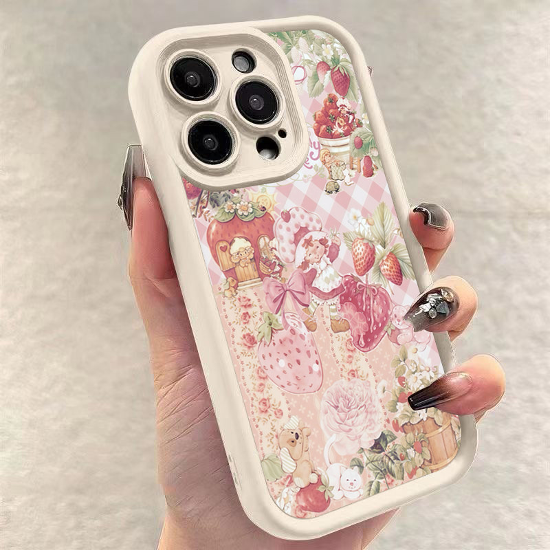Capa De Telefone Para Samsung A15 A07 A16 A06 A55 A35 A56 A05 A36 A26 A25 A54 A34 A14 Morango Doce Menina Design