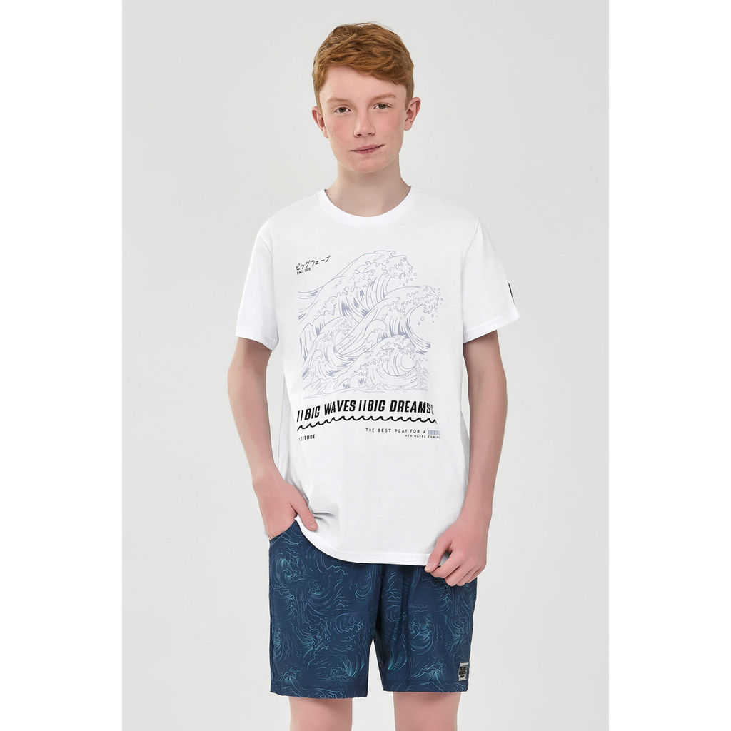 Bermuda Juvenil Menino Estampa Tropical Beats Azul em Oferta na Shopee