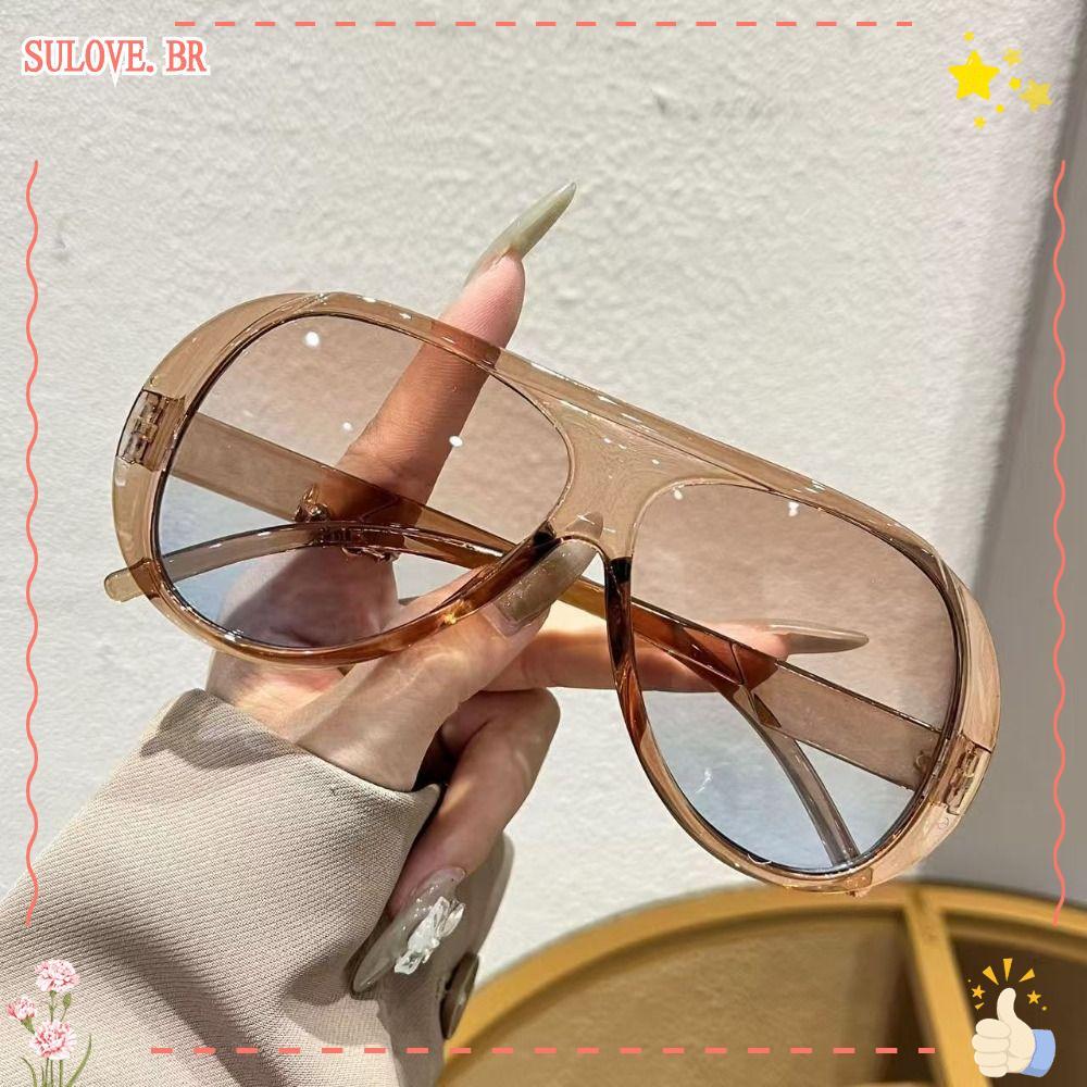 Óculos De Sol SULOVEDU , Lente Retrô Com Proteção UV380 Armação Grande Vintage Bloqueio De Luz Azul Para PC