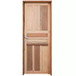 Kit Porta de Madeira Grantok Mista M09 Externa, Abertura à Esquerda 213x86 cm