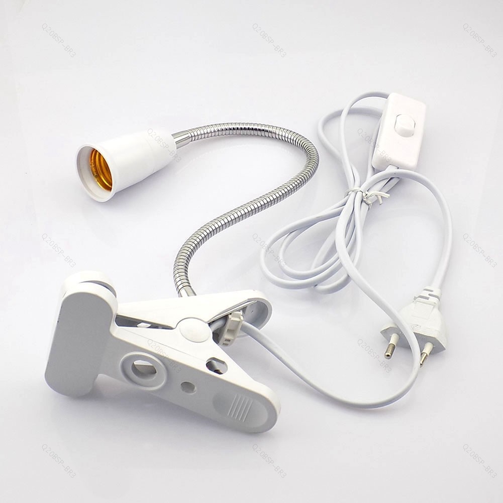 Ue Eua Reino Unido Lâmpada Flexível De Energia E27 base Plugues Soquete Clipe De Mesa Para Sala De Livros Luz Noturna Cr