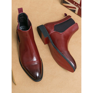 Chelsea Botas Masculinas De Couro Genuíno Slip-On Outono Inverno Botas De Couro Dedo Apontado Botas Martin Britânicas Ma