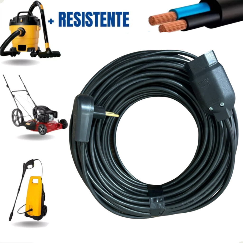 Extensão Elétrica 50 Metros Cabo Pp 2 X 1,50mm reforçada Profissional