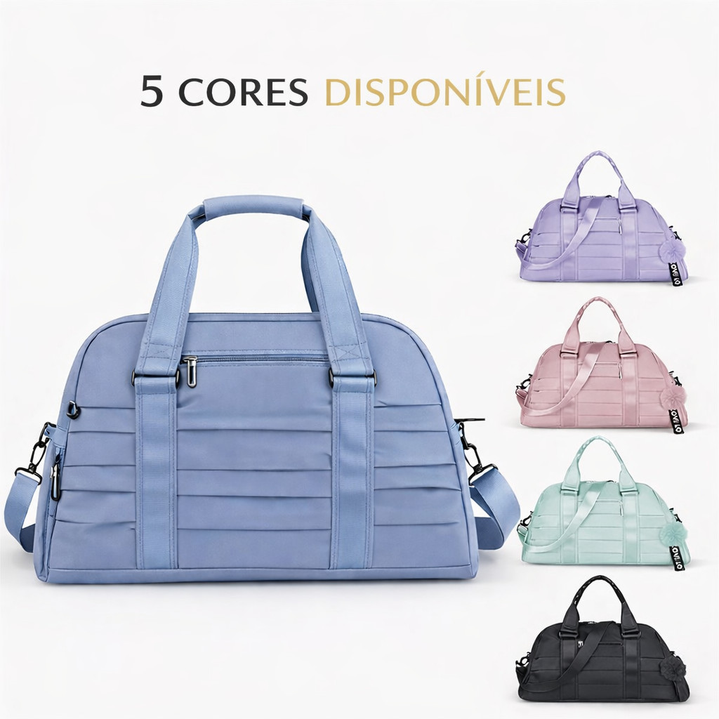 Bolsa Mala De Viagem Academia Com Chaveiro Pompom Alça Transversal Grande Capacidade Impermeavel