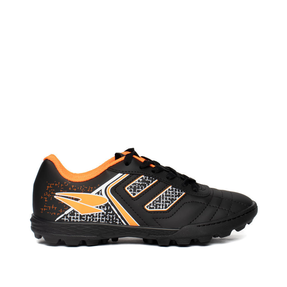 Chuteira Society Infantil Dray Spedy Preto/Laranja Neon