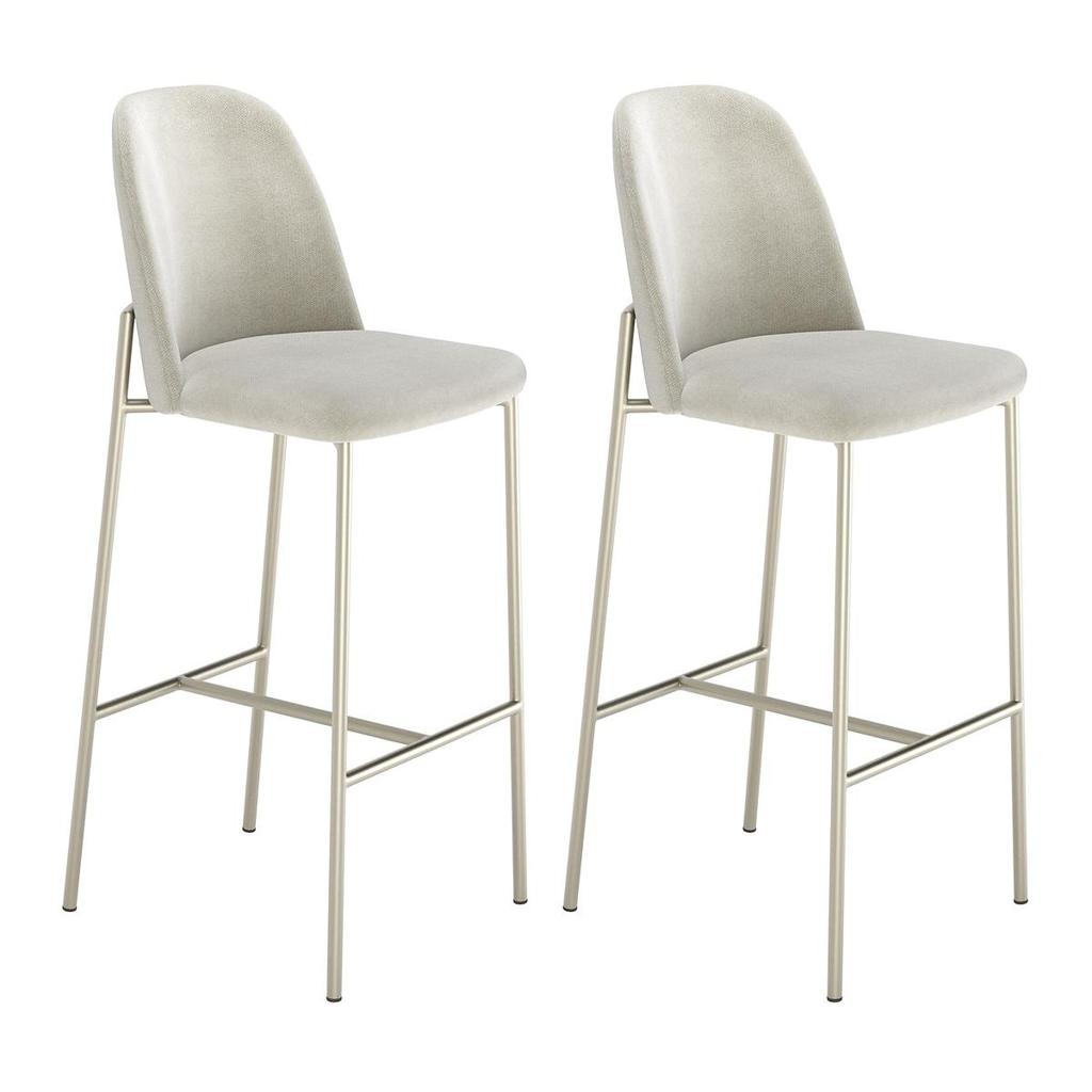 Conjunto de 2 Banquetas Altas de Aço 107,4cm Estofadas Cozinha Balcão Ilha Lucille Champanhe