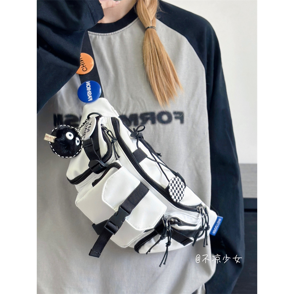 Street Wear Contraste Cor Nicho Peito Bolsa Feminina Esportes Lazer Cintura Bolsa Masculina Estilo Japonês ins Ciclismo 