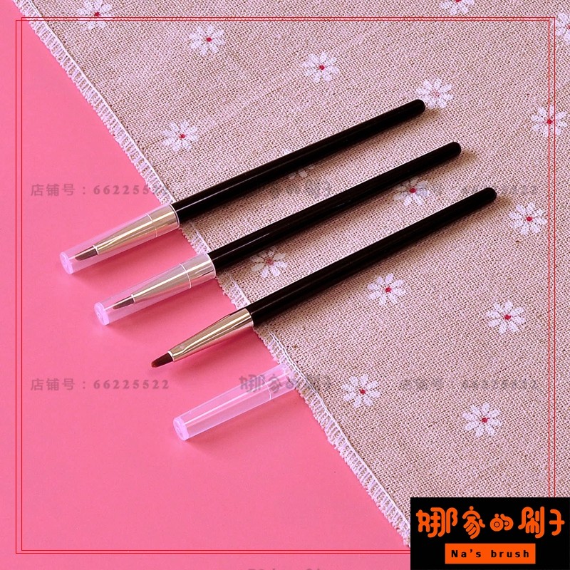Mini pincel portátil para delineador, pincel para lábios, batom, creme, detalhe, corretivo, com tampa, fibra, cabelo mac