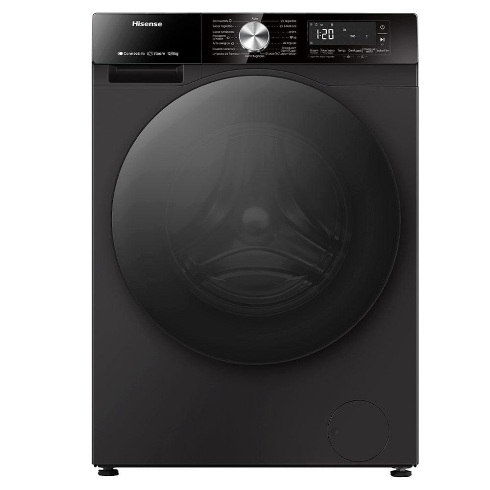 Lava & Seca Hisense Serie 3S 12/8kg Inverter Função Steam e Wifi Preta com 10 Programas de Lavagem - WD3S1243BB