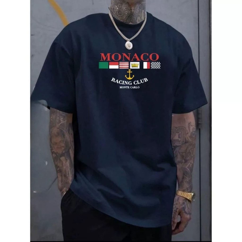 Camiseta Básica Confortável Unissex Algodão Modelo: "Monaco Racing Club" - Lançamento Especial