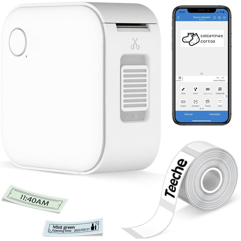 Mini Impressora Térmica Portátil Da Etiqueta de Bluetooth com 1 rolo das etiquetas, usado casa, , cozinha, escola