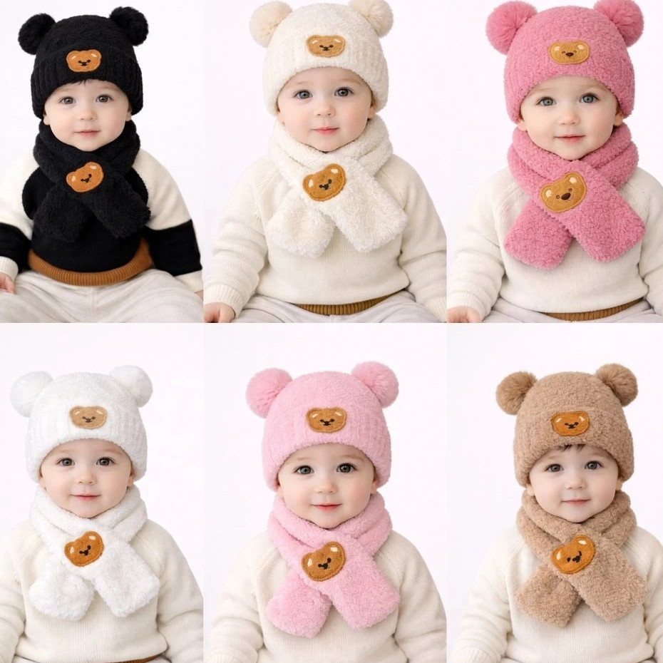 Conjunto Infantil Quentinho Ursinho – Gorro + Cachecol Macio, Fofo e Protetor