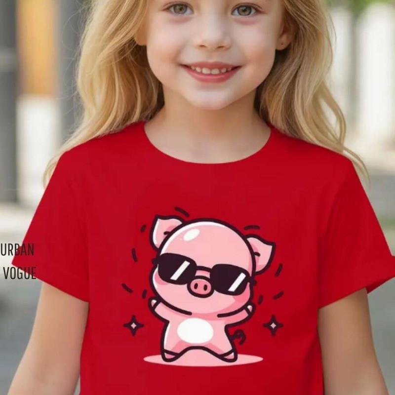 Camiseta Infantil Feminina Estampada PORQUINHO Dançando Blusinha Menina 100% algodão PREMIUM