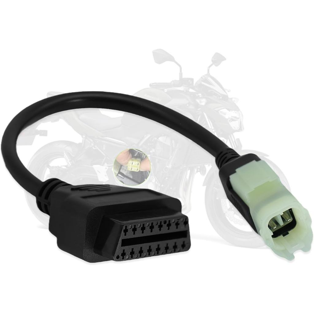 Adaptador OBD2 compatível com motocicletas Kawasaki, cabo de diagnóstico OBD de 4 pinos para 16 pinos, para programação 