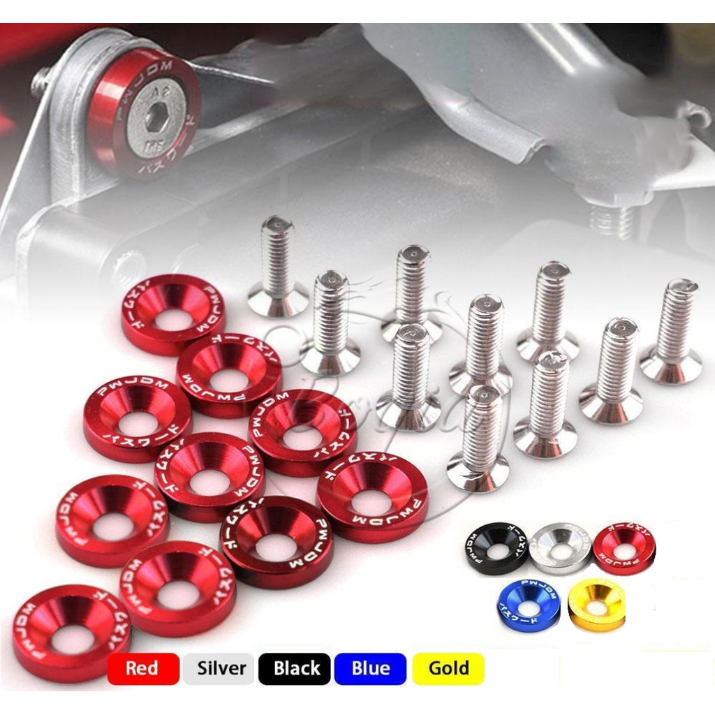 Fender Conjunto De Arruelas De Alumínio E Parafusos Pára-Choque Estilo M6 JDM 10 Peças Para Honda Civic Motos Universal em Oferta na Shopee