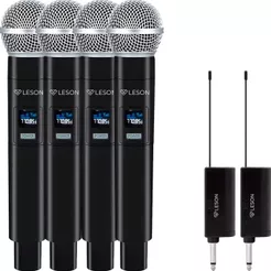 Kit 4 Microfones Sem Fio Leson Ls302 Digital Profissional