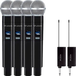Kit 4 Microfones Sem Fio Leson Ls302 Digital Profissional em Oferta na Shopee