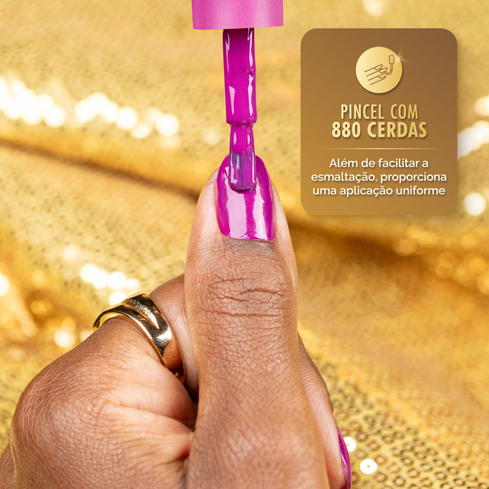 Detalhes do Esmalte Risqué Diamond Gel Divas No Poder Roxo Puro Luxo 9,5ml