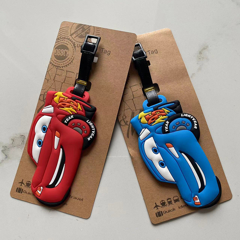 Cartão de embarque essencial para viagem O7NF McQueen Cars Racing Story Etiqueta de bagagem de trem pequeno