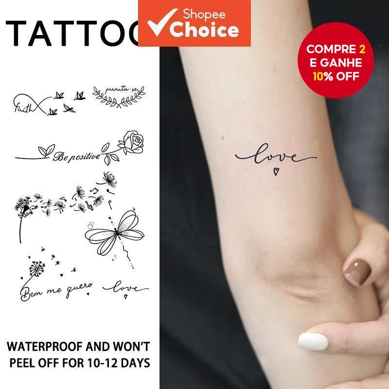 Adesivo de Tatuagem Temporária à Prova d'Água para Perna de Clavícula com Flor, Duração 1-2 Semanas, Cor Semipermanente