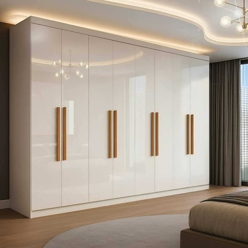 Guarda Roupa Casal 8 Portas 4 Gavetas Paris Espresso Móveis Branco