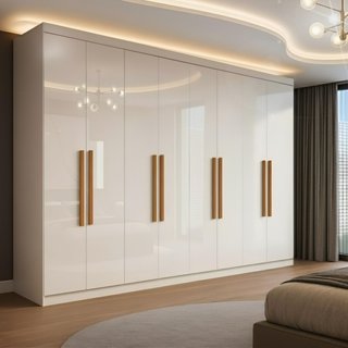 Guarda Roupa Casal 8 Portas 4 Gavetas Paris Espresso Móveis Branco em Oferta na Shopee