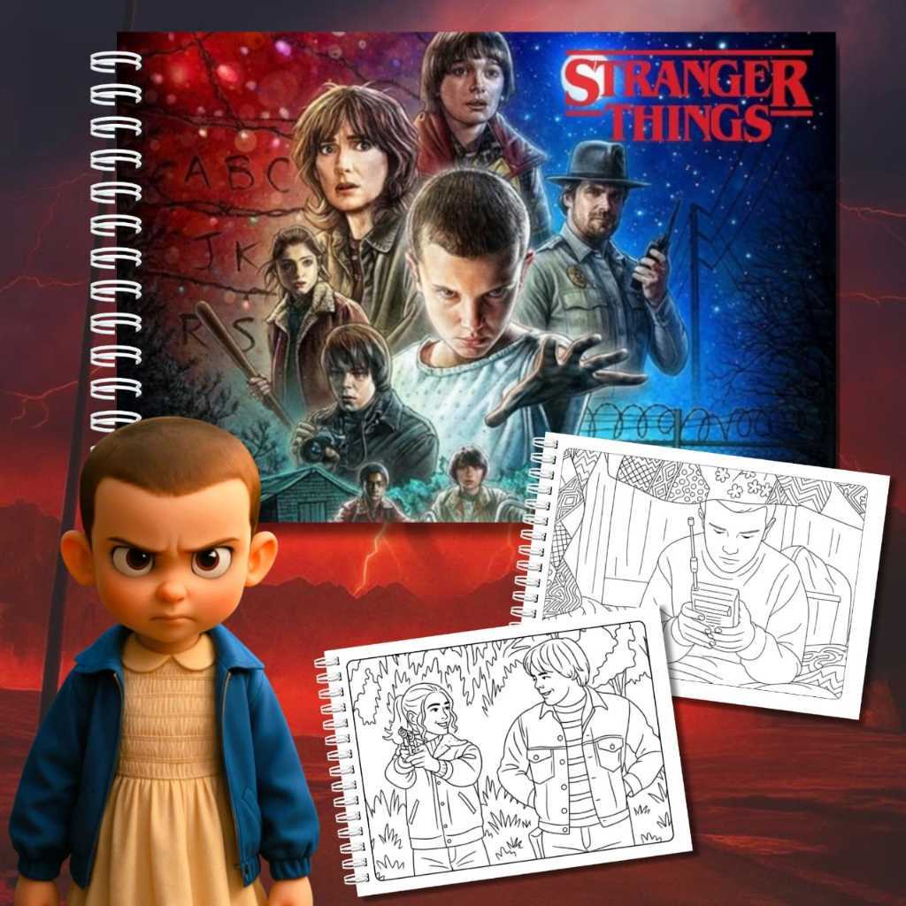 Livro de colorir STRANGER THINGS | Capa dura | folhas grossas 180g | 50 folha