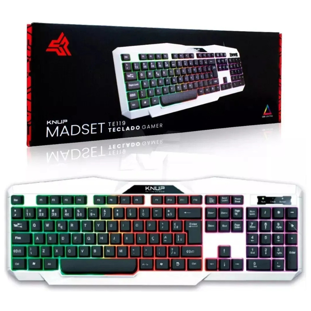 Teclado Gamer Knup Madset TE119 com Luzes Coloridas e Fio
