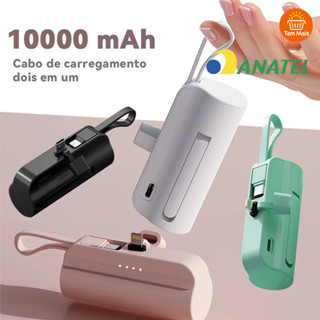 Bateria Externa 10000mAh Compacta com Carregador Sem Fio | Dupla Entrada (iPhone/Tipo-C) em Oferta na Shopee
