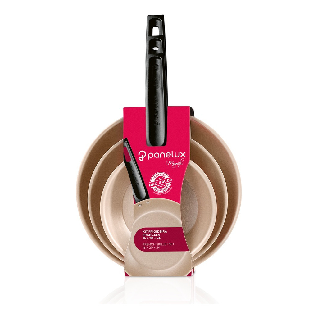 Kit 3 Frigideiras Francesa Alumínio 16+20+24cm Magnific Cereja