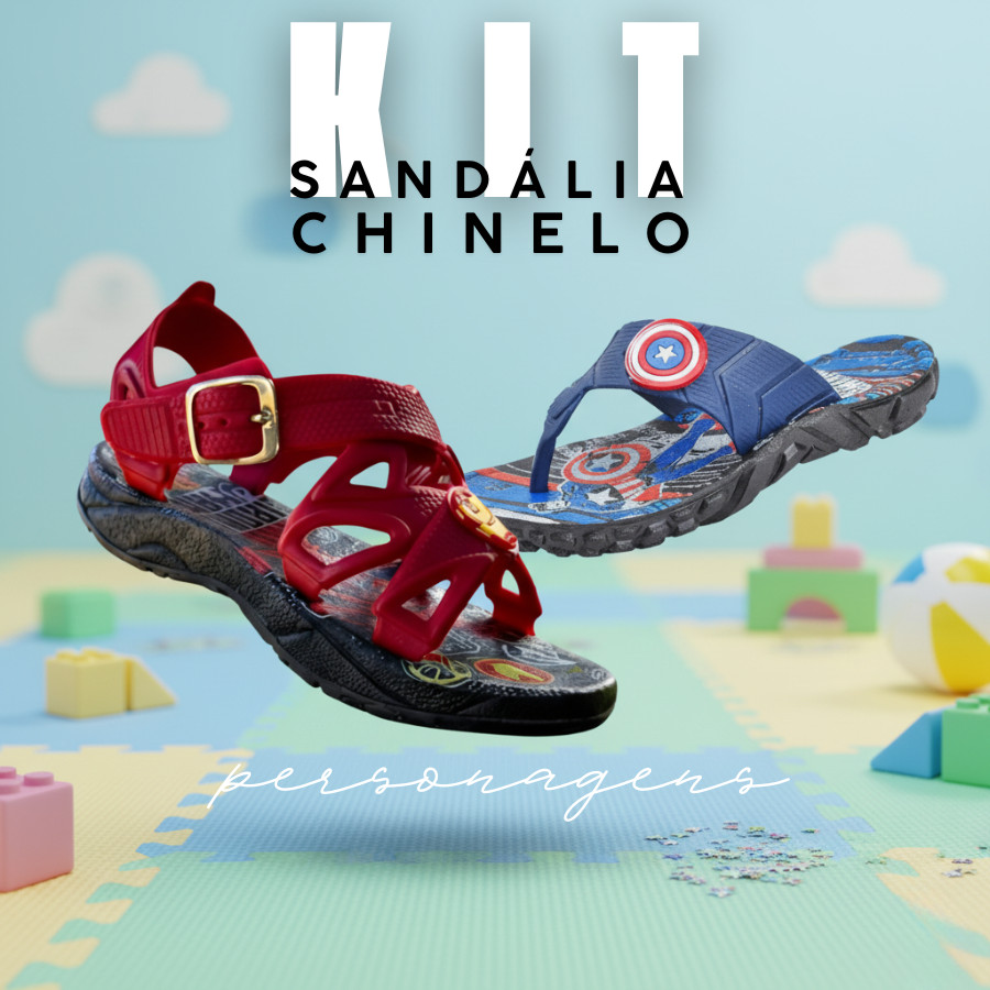 Combo Sandália Infantil Masculina + Chinelo Estampa Sortida Offerta
