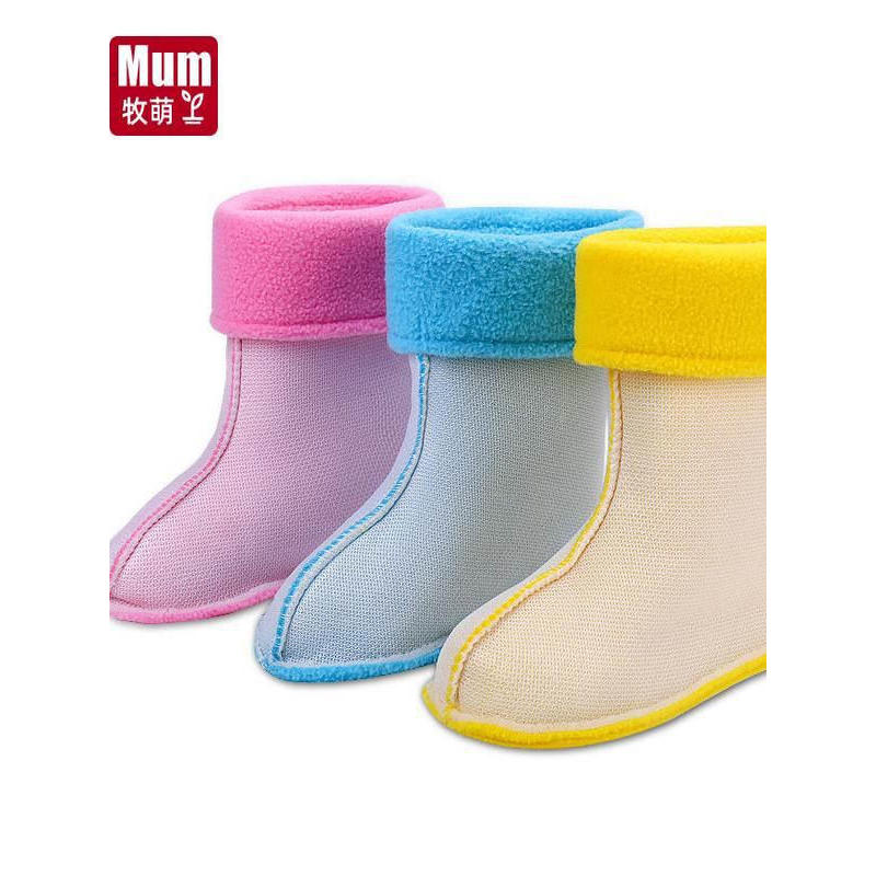Crianças botas de chuva tubo curto algodão boca forro de lã versão coreana inverno de lã longa à prova de frio sapatos d