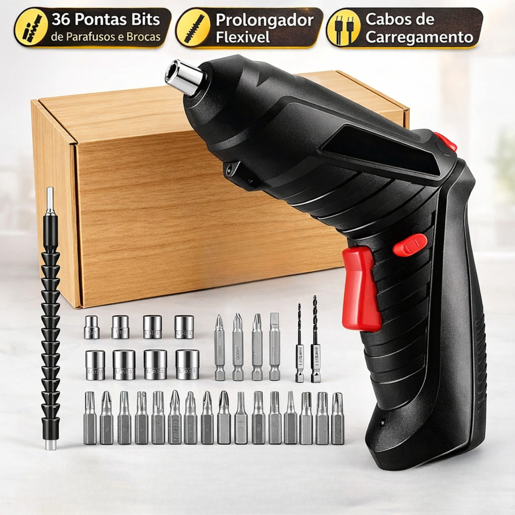 Kit Parafusadeira/furadeira 11/48 Pçs À Bateria Carregador Usb (Dupla Posição) Oferta Especial
