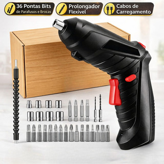 Kit Parafusadeira/furadeira 11/48 Pçs À Bateria Carregador Usb (Dupla Posição) Oferta Esp…
