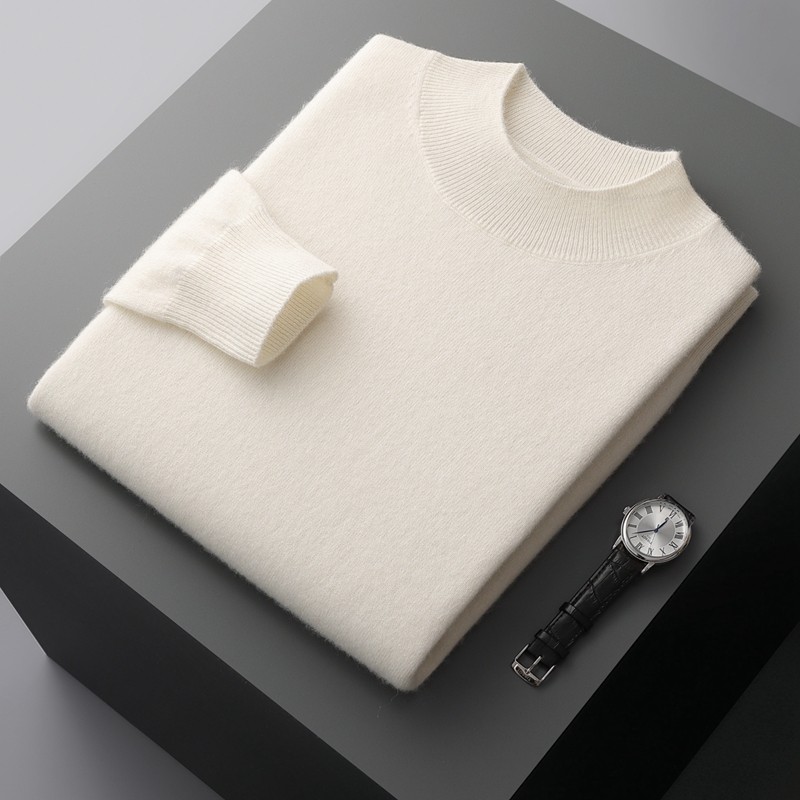 Pulôver masculino meia gola alta suéter de lã de montanha outono inverno suéter de lã pura suéter de malha masculino pul