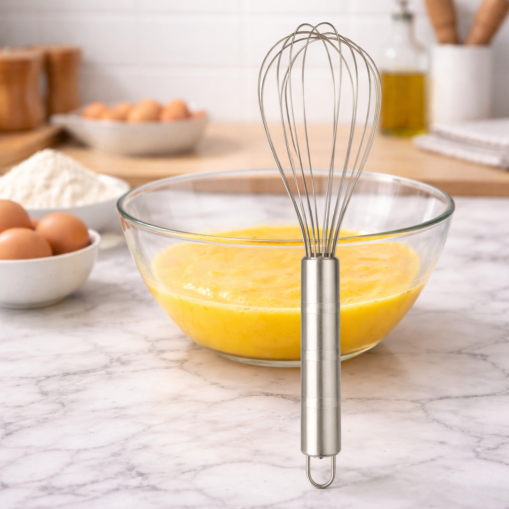 Batedor De Ovos Em Aço Inox Profissional Fouet Manual Resistente Cozinha Utensílio Multiuso