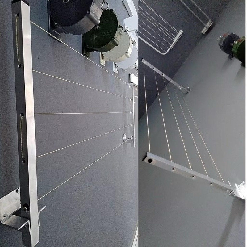 Detalhes do Varal de Alumínio Reforçado Retrátil De Parede Para Roupas Suporta Até 80kg Apartamento Lavabo