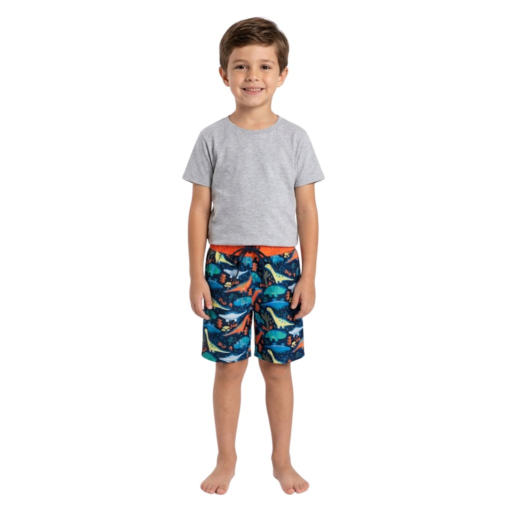 Bermuda Shorts Dinossauro Infantil Estampado Kids Tip Top