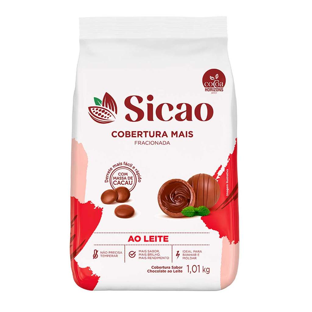 Cobertura Fracionada Gotas Chocolate ao Leite 1,010kg - Sicao Mais em Oferta na Shopee