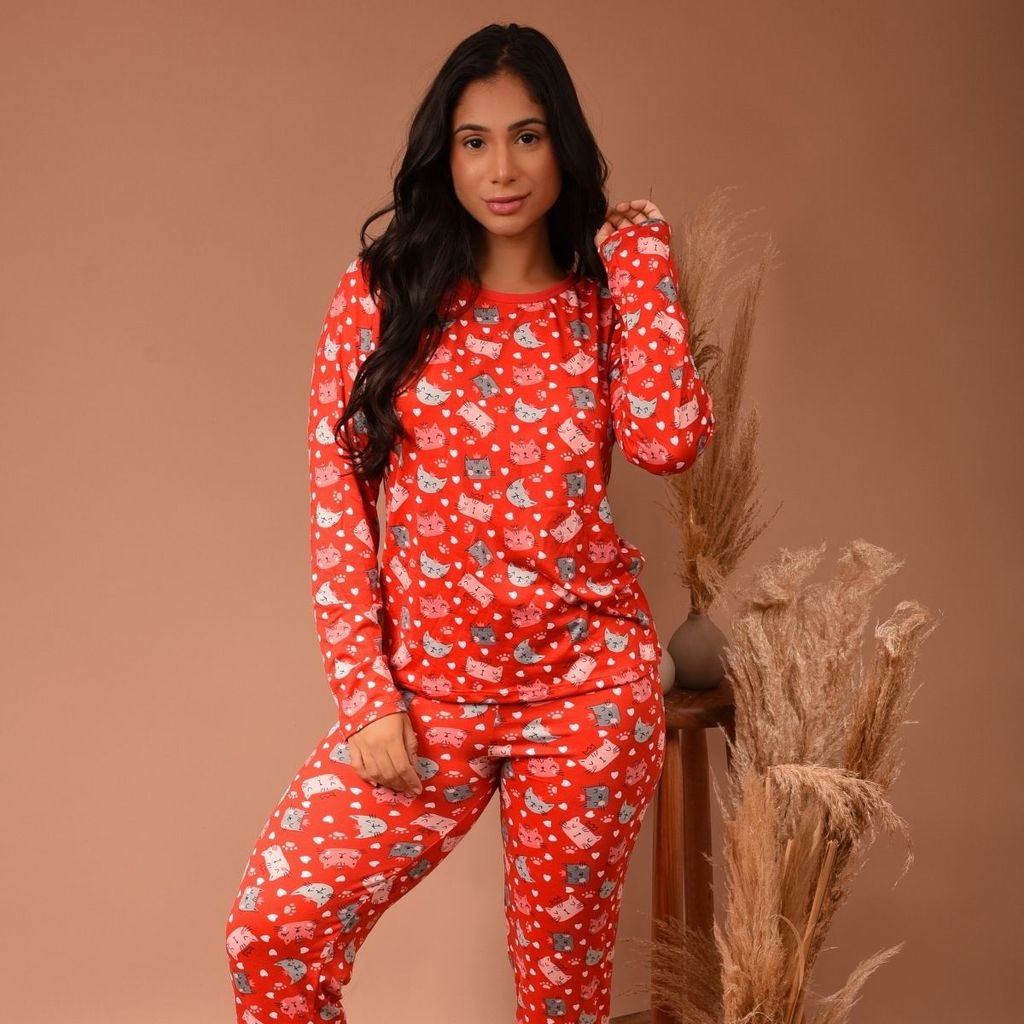 Pijama de Inverno Feminino Adulto Roupa de Dormir Quentinho Suede Peluciado Confortável Moda Intima Linha Noite