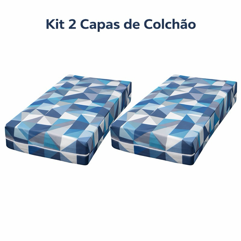 kit 2 Capa de Colchão Solteiro com Zíper Microfibra Estampada Antiácaro Lavável Promoção