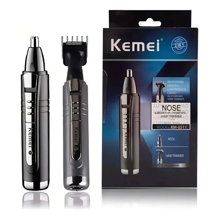 Máquina Cortar Cabelo Kemei Aparador Tirar Pelos Nariz Barba Bigode Acabamento Kemei Original km6511