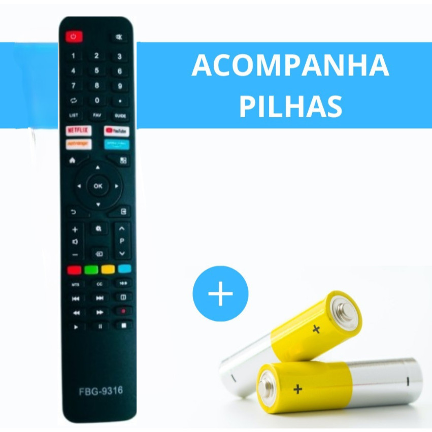 Controle Remoto TV Compatível  VIZZION TV SMART COM SISTEMA LINUX 4K FBG 9316/LE 7345