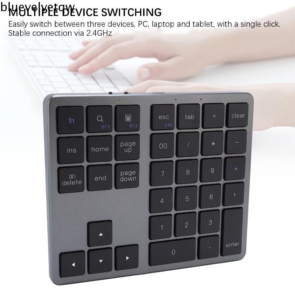 Teclado Sem Fio BLUEVELVETQW , Mini Digital Mudo 2.4G E Bluetooth , Numérico De 35 Teclas
