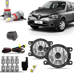 Kit Farol De Milha Neblina Farolete Auxiliar Cibie Completo Renault Clio 2013 2014 2015 2016 Super Led 6000K 6K